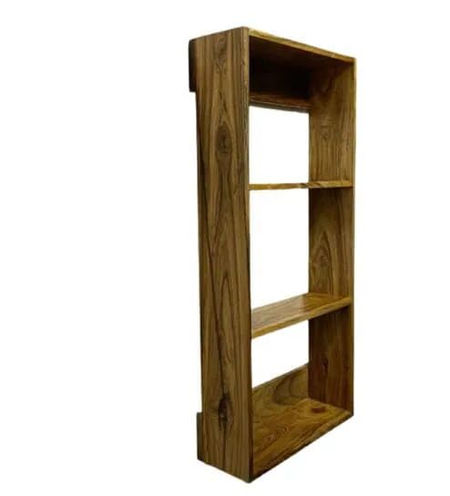carpentray Solid Sheesham Wooden Wall Mounted Rack Organizer Wall Shelf for Kitchen Storage Boxes 4 Shelf Rank - Image 4