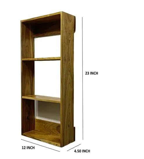 carpentray Solid Sheesham Wooden Wall Mounted Rack Organizer Wall Shelf for Kitchen Storage Boxes 4 Shelf Rank - Image 2