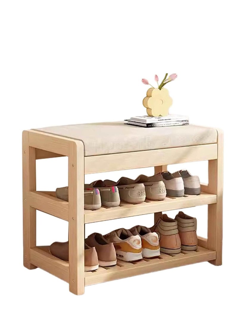 Generic 𝐅𝐅𝐃 Bamboo Shoe Bench with Hidden Storage Compartment - 2-Tier Wooden Shoe Rack Seat for Entryway, Bedroom, Living Room - Durable, Space-Saving Natural Bamboo Organizer with Seating, Eco-Friendly and Easy to Assemble  - Image 1