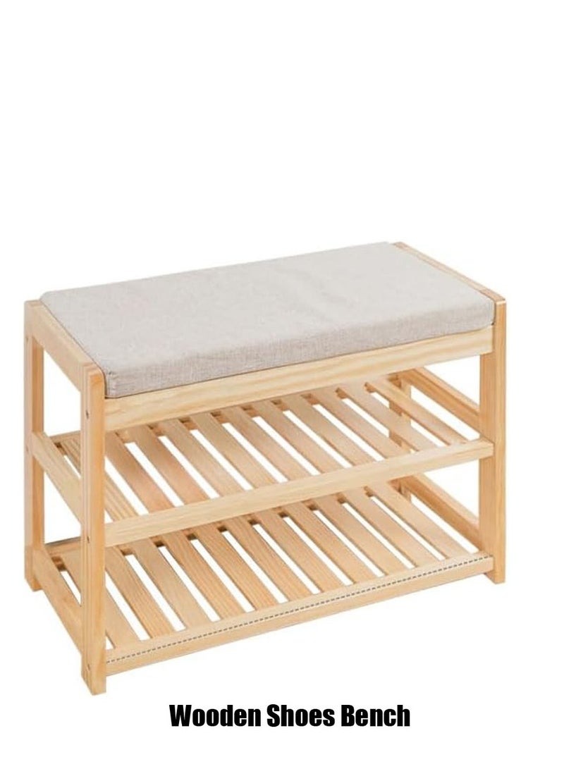 Generic 𝐅𝐅𝐃 Bamboo Shoe Bench with Hidden Storage Compartment - 2-Tier Wooden Shoe Rack Seat for Entryway, Bedroom, Living Room - Durable, Space-Saving Natural Bamboo Organizer with Seating, Eco-Friendly and Easy to Assemble  - Image 2