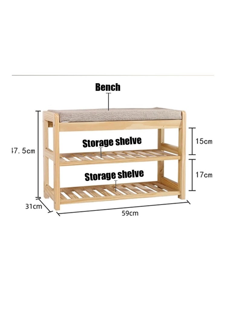 Generic 𝐅𝐅𝐃 Bamboo Shoe Bench with Hidden Storage Compartment - 2-Tier Wooden Shoe Rack Seat for Entryway, Bedroom, Living Room - Durable, Space-Saving Natural Bamboo Organizer with Seating, Eco-Friendly and Easy to Assemble  - Image 3