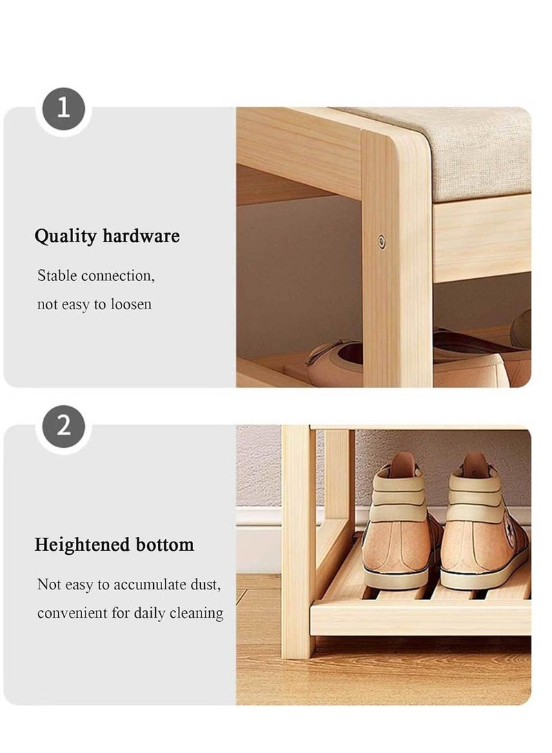 Generic 𝐅𝐅𝐃 Bamboo Shoe Bench with Hidden Storage Compartment - 2-Tier Wooden Shoe Rack Seat for Entryway, Bedroom, Living Room - Durable, Space-Saving Natural Bamboo Organizer with Seating, Eco-Friendly and Easy to Assemble  - Image 4