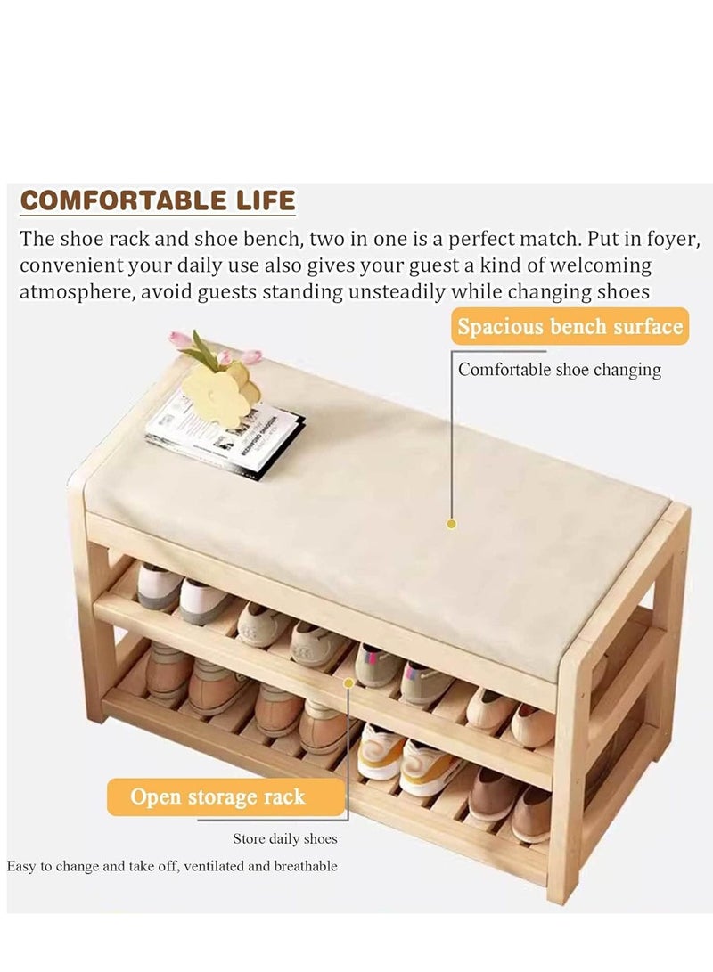 Generic 𝐅𝐅𝐃 Bamboo Shoe Bench with Hidden Storage Compartment - 2-Tier Wooden Shoe Rack Seat for Entryway, Bedroom, Living Room - Durable, Space-Saving Natural Bamboo Organizer with Seating, Eco-Friendly and Easy to Assemble  - Image 5