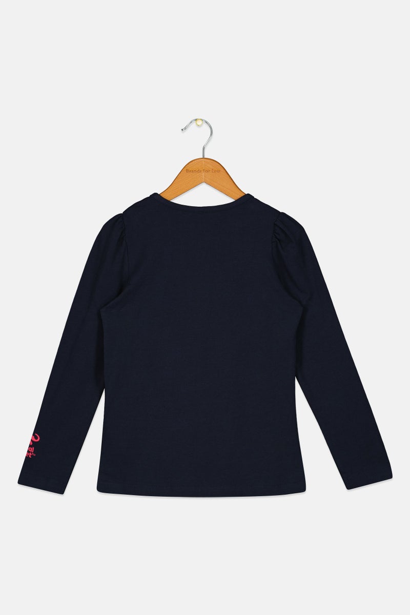 NAME IT Kids Girl Crew Neck Long Sleeve Animal Planet T-Shirt, Navy - Image 2