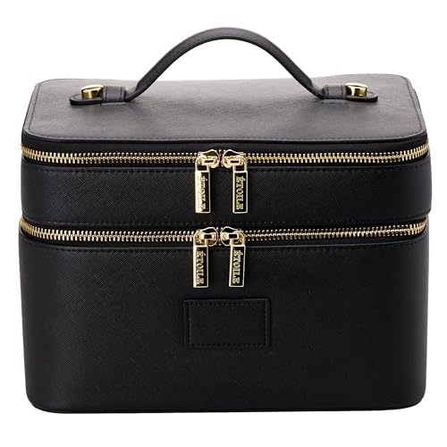 ETOILE - Duo Vanity Case Black - Large Functional Travel Makeup Bag Organizer with Removable Divider & Mirror - Image 1