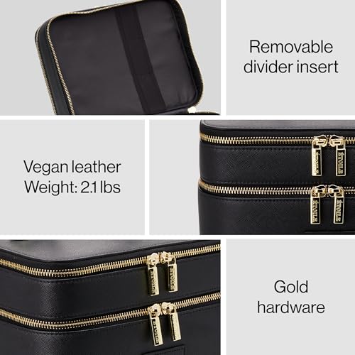 ETOILE - Duo Vanity Case Black - Large Functional Travel Makeup Bag Organizer with Removable Divider & Mirror - Image 5