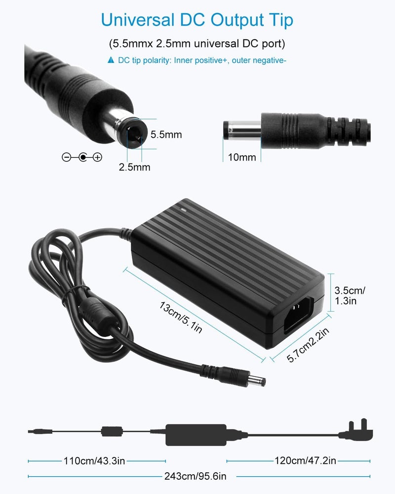 ALITOVE محول طاقة 5V 10A من التيار المتردد إلى التيار المستمر 100-240V تيار متردد إلى 5 فولت 50 واط 10 أمبير 9 أمبير 8 أمبير 7 أمبير 2 أمبير مع قابس 5.5x2.5 مم لأضواء شريط LED WS2812B WS2813 WS2811 W2813 SK6812 - Image 2