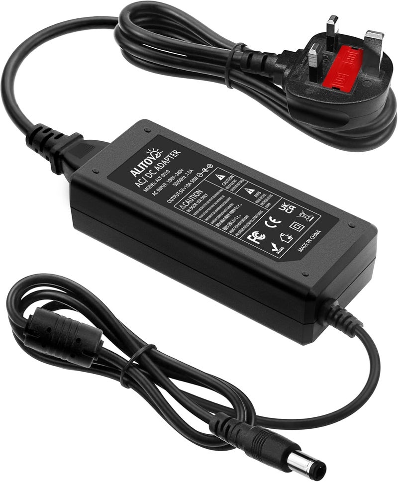 ALITOVE محول طاقة 5V 10A من التيار المتردد إلى التيار المستمر 100-240V تيار متردد إلى 5 فولت 50 واط 10 أمبير 9 أمبير 8 أمبير 7 أمبير 2 أمبير مع قابس 5.5x2.5 مم لأضواء شريط LED WS2812B WS2813 WS2811 W2813 SK6812 - Image 1