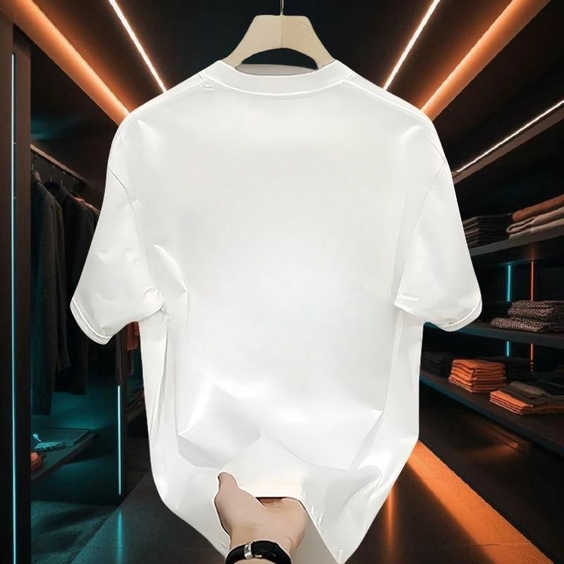 2024 Black And White Short-Sleeved T-Shirt Men'S Explosive World Peace Cotton Loose Shoulder T-Shirt For Boys - Image 5