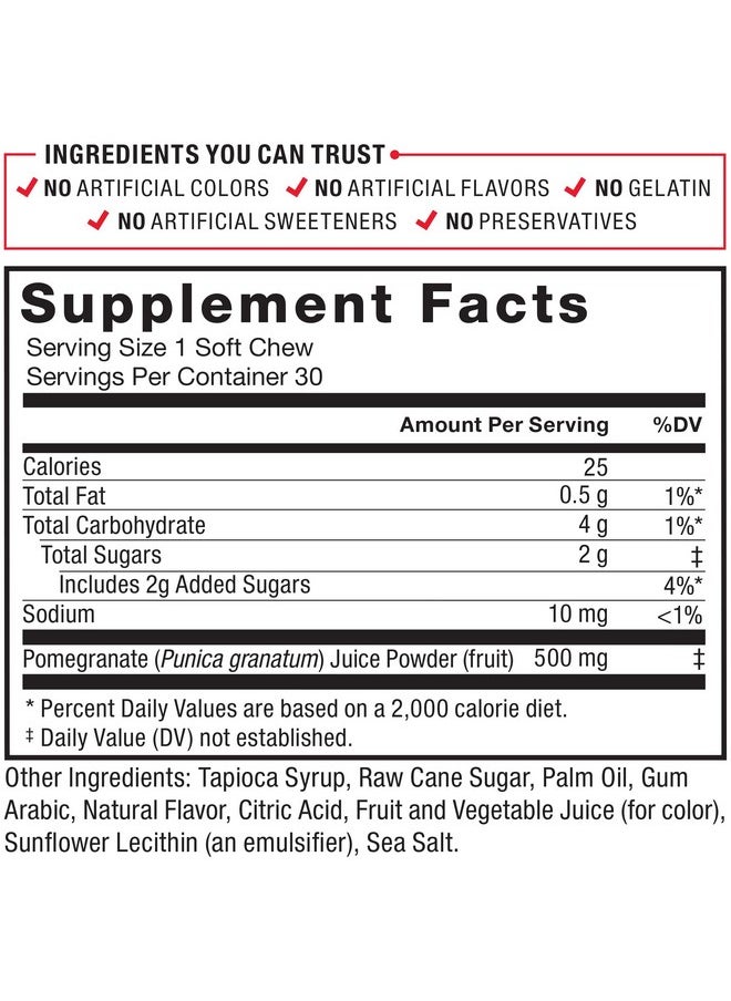 Force Factor Pomegranate Soft Chews Heart Health Bone Health & Brain Health Superfood & Antioxidants Supplement Nongmo Glutenfree Vegan Pomegranate Flavor 90 Soft Chews 3 Packs 18 Ounces  - Image 5
