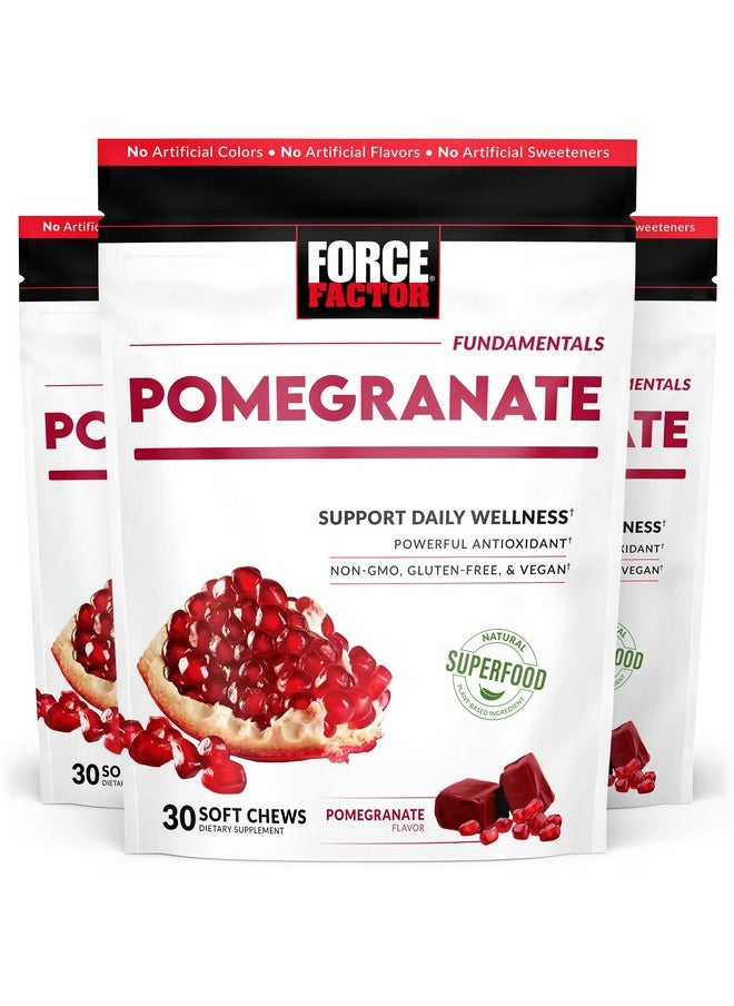 Force Factor Pomegranate Soft Chews Heart Health Bone Health & Brain Health Superfood & Antioxidants Supplement Nongmo Glutenfree Vegan Pomegranate Flavor 90 Soft Chews 3 Packs 18 Ounces  - Image 2