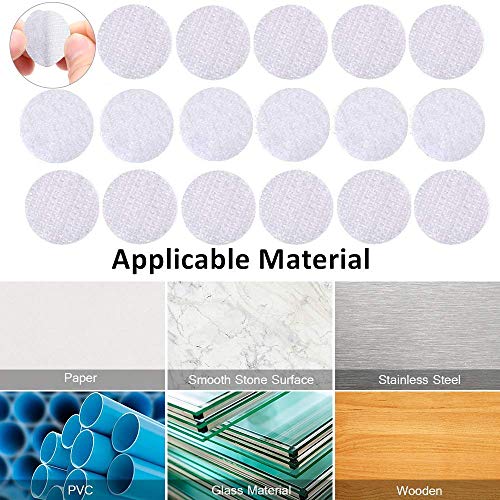 Hiyoo 256pcs Hook and Loop Dot (128 Pairs) 1 inch (25mm) Self Adhesive dots- Double Sided Adhesive Dot Tapes - Tape dots for Home Travel Box Trunk Paper Craft Sticks (White) - Image 4