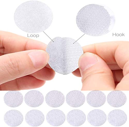 Hiyoo 256pcs Hook and Loop Dot (128 Pairs) 1 inch (25mm) Self Adhesive dots- Double Sided Adhesive Dot Tapes - Tape dots for Home Travel Box Trunk Paper Craft Sticks (White) - Image 2