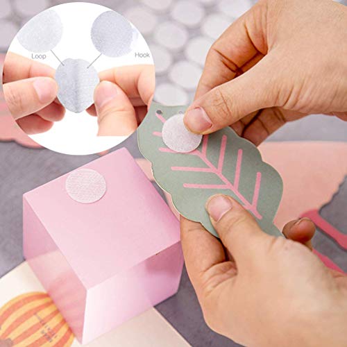 Hiyoo 256pcs Hook and Loop Dot (128 Pairs) 1 inch (25mm) Self Adhesive dots- Double Sided Adhesive Dot Tapes - Tape dots for Home Travel Box Trunk Paper Craft Sticks (White) - Image 5