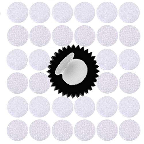 Hiyoo 256pcs Hook and Loop Dot (128 Pairs) 1 inch (25mm) Self Adhesive dots- Double Sided Adhesive Dot Tapes - Tape dots for Home Travel Box Trunk Paper Craft Sticks (White) - Image 1