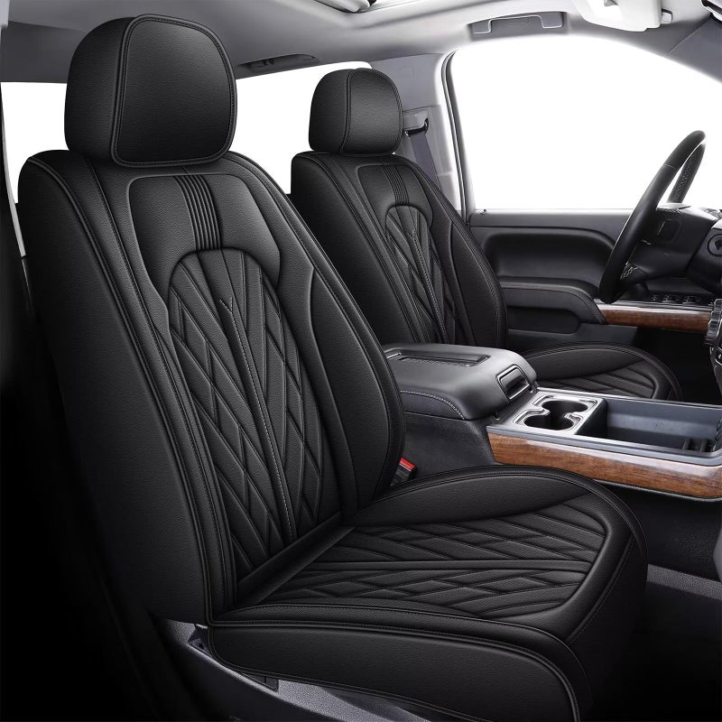 TTX LIGHTING Seat Covers Full Set Fit for 20192024 2025 2026 Chevrolet Chevy Silverado GMC Sierra 1500 2500HD 3500HD Seat Covers for Cars Leather Waterproof Truck Seat ProtectorBlack