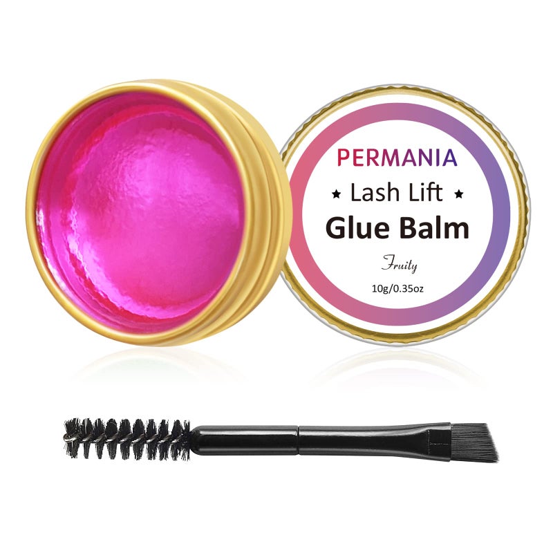 PERMANIA Lash Glue Balm, Eyelash Lifting Adhesives Strong Hold and Perfectly Shaped Eyebrows for Brow Lamination Kit, Lash Lift Balm Bright Colors & Fruity Flavours Fast Drying & Waterproof (Pink) - Image 1