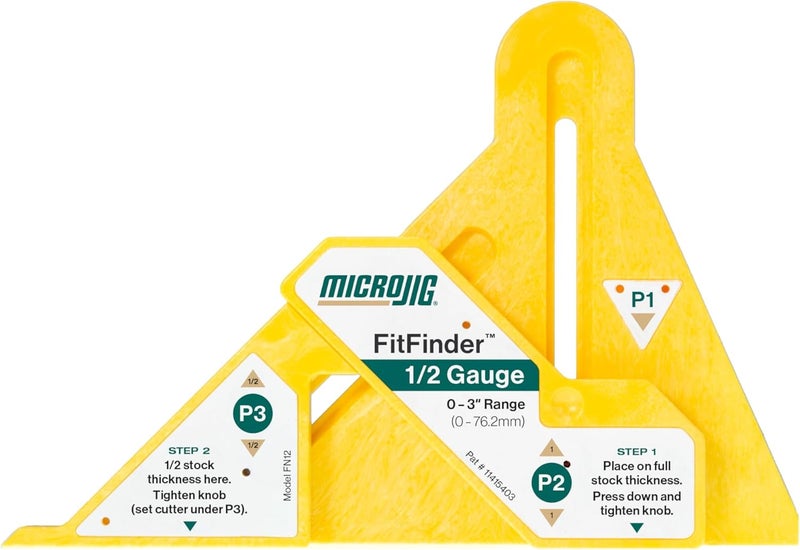 MICRO JIG FitFinder 1/2 Gauge Wood Center Point Finder for Table Saw Blade, Joinery, Router, Bandsaw, Lathes and More, Woodworking Tools, FN12 - Image 1