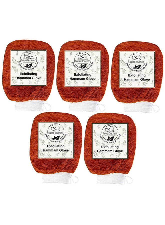 Natural Elephant Natural Elephant Exfoliating Hammam Glove - Face and Body Exfoliator Mitt (Burnt Orange (Pack of 5))  - Image 1