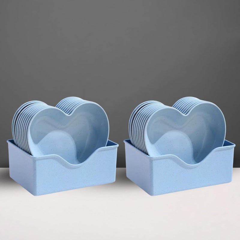 aDai Heart Shaped Dessert Salad Plates 59 Inch Plastic Dinner Plates Appetizer Steak Snacks Microwave Oven Safe Kids Dishes Thanksgiving Christmas Day Gifts Blue Pack of 20 - Image 1