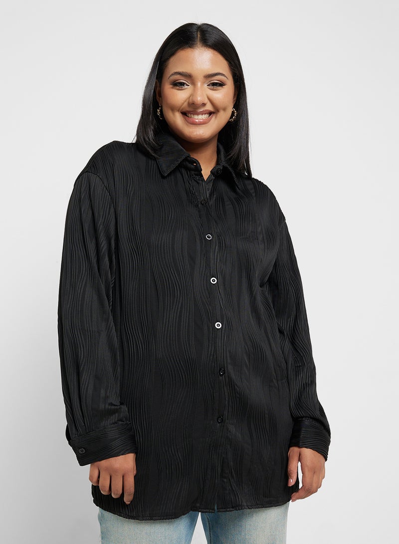 جينجر بلس قميص بأزرار بقصة مريحة - Image 1