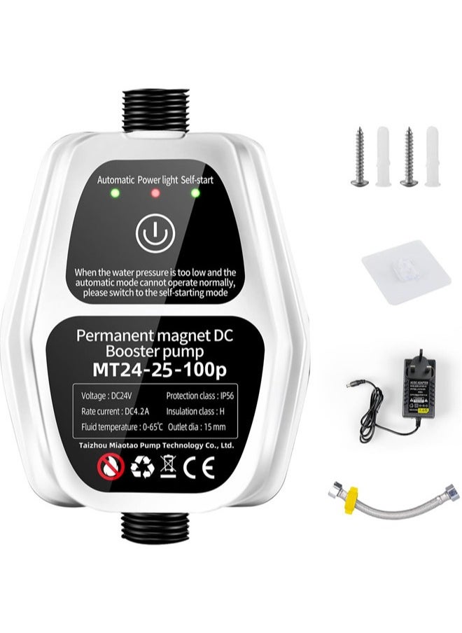 دنزوز - مضخة معززة المياه 24V دش أوتوماتيكي مضخة ضغط المياه الداعم 150W مضخة محمولة المياه المضخة المعيشية مع مفتاح تدفق للاستحمام الحمام/المطبخ/المرحاض/الحديقة - Image 1