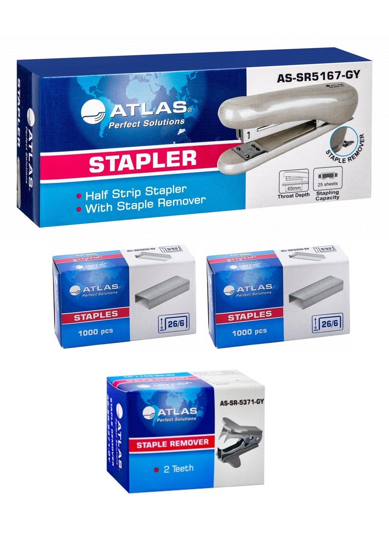ATLAS Desktop Stapler With Pin Remover And Two Packs Of Pins  - Image 1