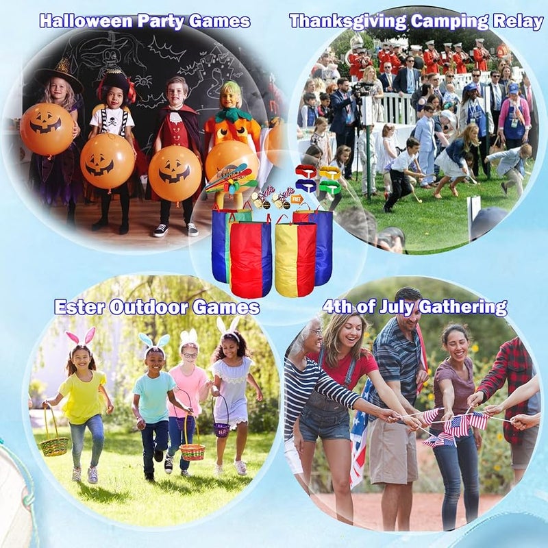 CWLAKON Outdoor Games, Potato Sack Race Bags for Kids Adults, Egg Spoon Relay Race, 3 Legged Race Bands, Birthday Party, Field Day Family Reunion Carnival Outside Yard Lawn Easter Games - Image 5