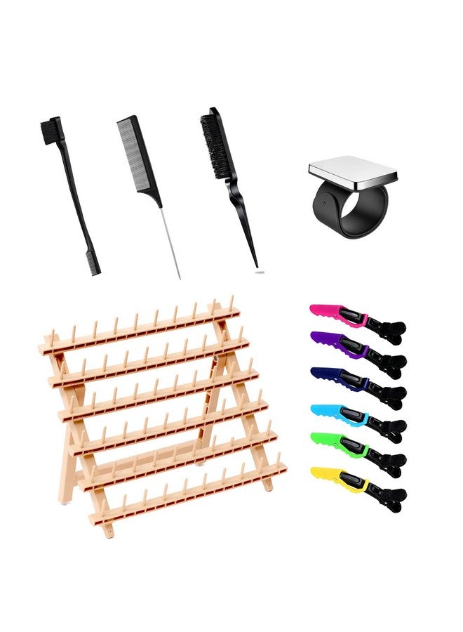 Laflare حامل ضفائر الشعر من أفلاير لربط وصلات الشعر مع 60 بكرة (لون الخشب) - Image 2