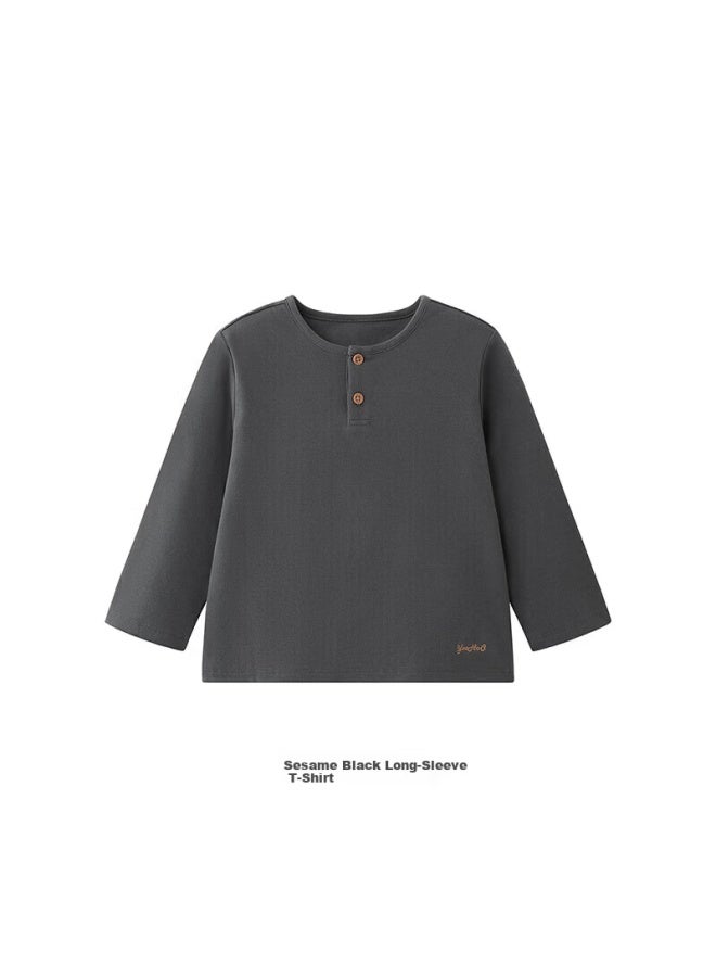 Yeehoo Kids T-shirt Spring And Autumn Long Sleeve Outdoor Boys Solid Color Casual Girls Pullover - Image 1