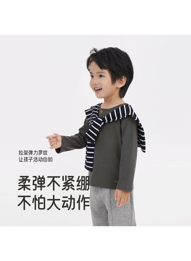 Yeehoo Kids T-shirt Spring And Autumn Long Sleeve Outdoor Boys Solid Color Casual Girls Pullover - Image 3