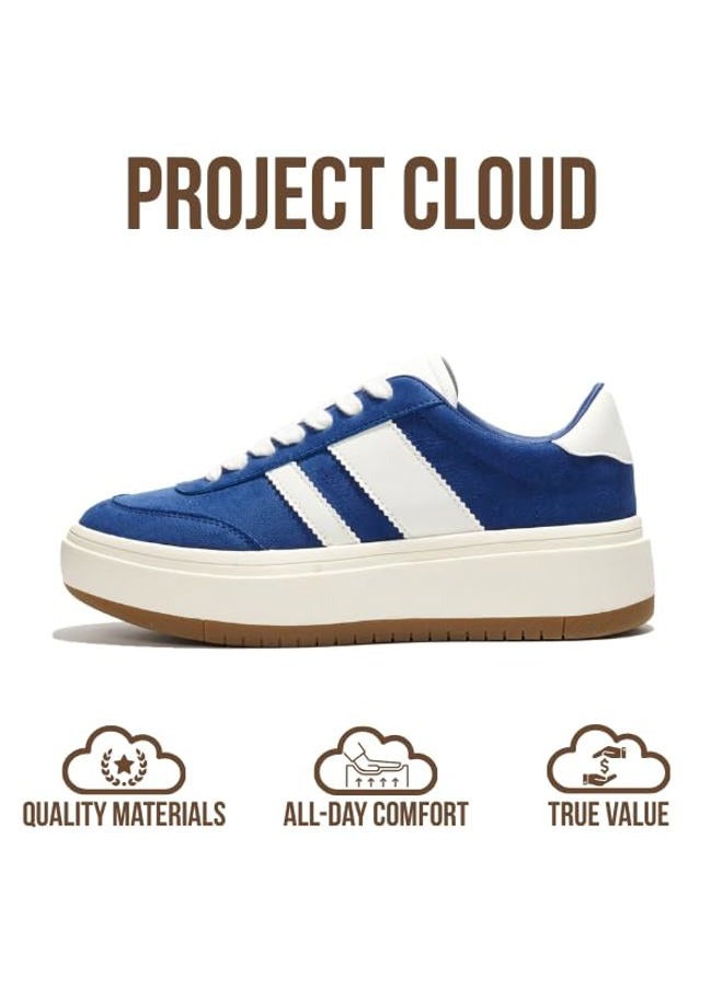 Project Cloud Platform Sneakers for Women - Lightweight Memory Foam Insole Fashion Sneakers for Women Footwear - Non-Slip Womens Sneakers Platform Shoes Women's Fashion (Nita), Blue, 11 - Image 4