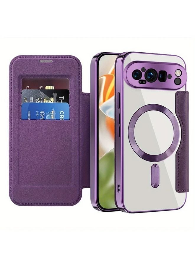 Mixed Color 2 Magnetic Leather Flip Case For Google Pixel 9 Wireless Cover - Image 2