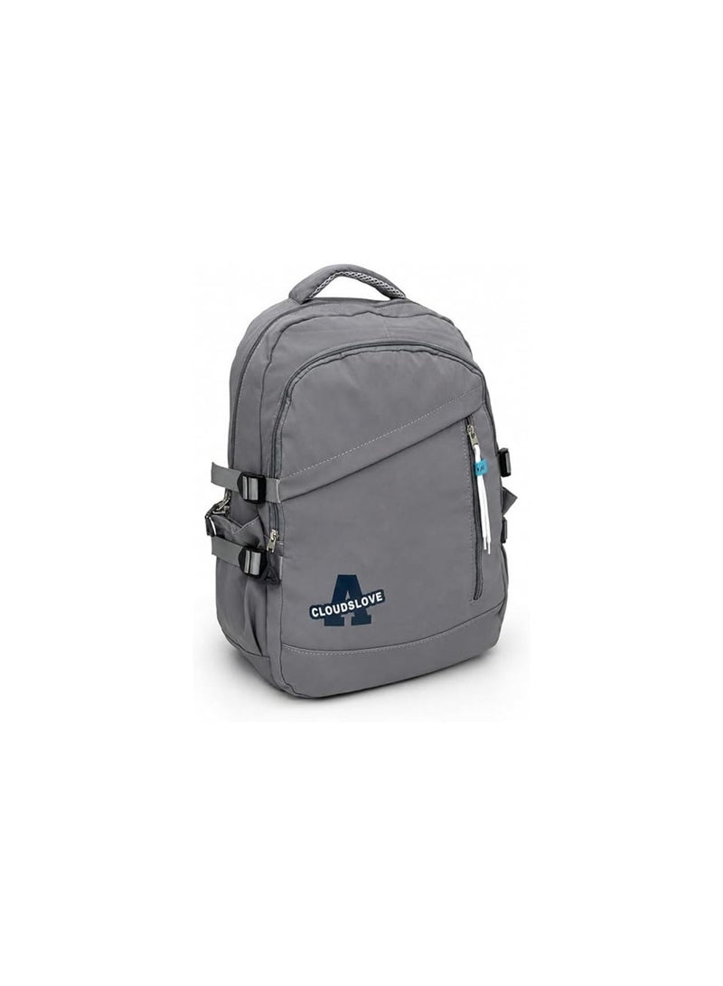 A stylish and comfortable school backpack, GRAY color, with multiple pockets, suitable for daily study.