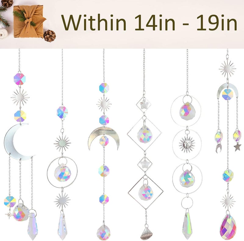 ilclviz 6 Pieces Colorful Crystals Suncatcher Hanging with Chain Pendant Crystal Balls for Window, Home, Garden, Christmas, Party, Wedding, Decoration - Image 3