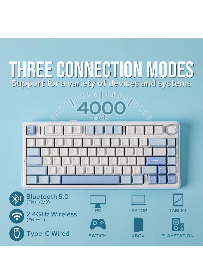 AULA - F75 Mechanical Keyboard RGB Crescent Switch Hot Swappable Gaming Keyboard with Bluetooth/2.4GHz/Wired - Image 1