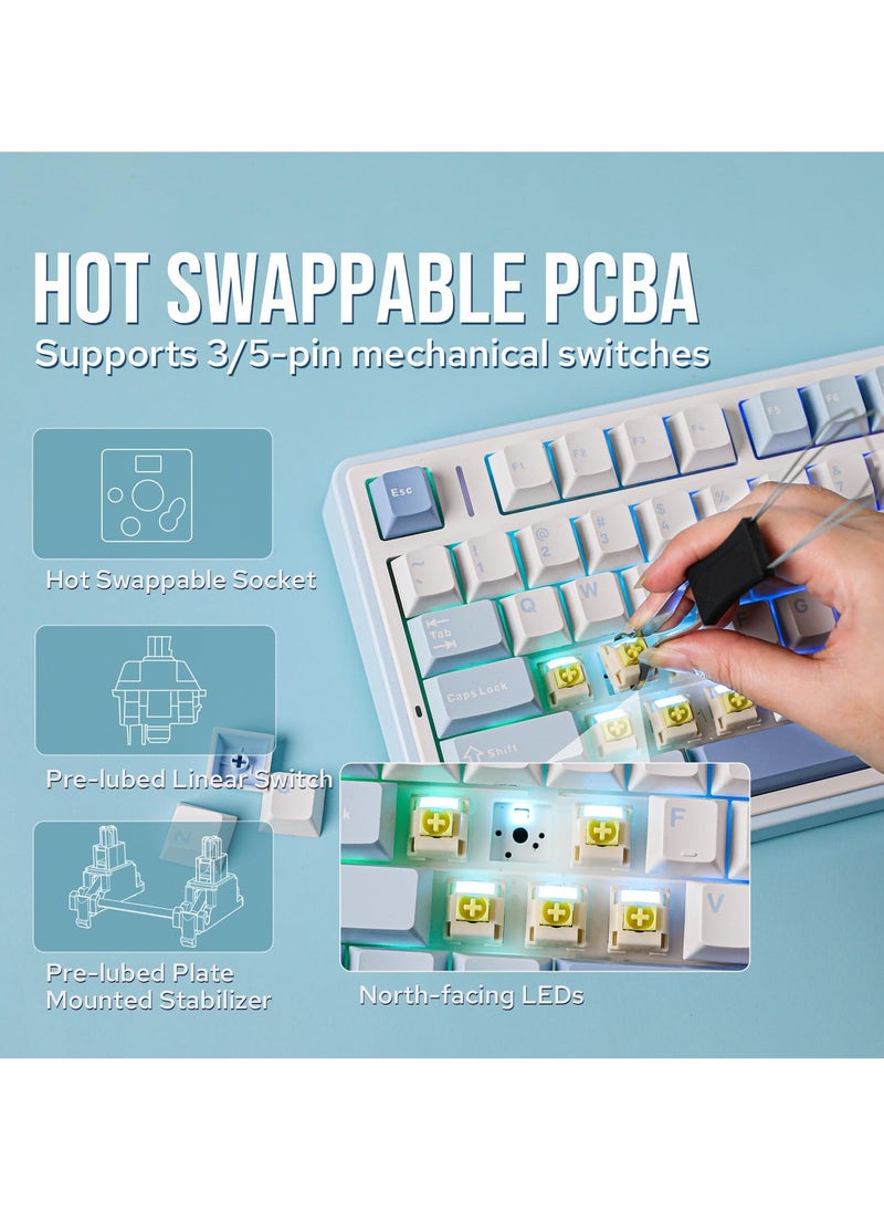 AULA - F75 Mechanical Keyboard RGB Crescent Switch Hot Swappable Gaming Keyboard with Bluetooth/2.4GHz/Wired - Image 1