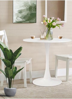 Garlo White Round Dining Table, 70CM Modern Tulip Kitchen Table 2.2CM Thickened Tabletop & Sturdy Metal Pedestal, Mid-Century Leisure Table for Dining Room, Living Room, Cafe, Small Places  - Image 5