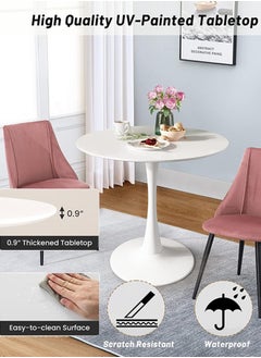 White Round Dining Table, 70CM Modern Tulip Kitchen Table 2.2CM Thickened Tabletop & Sturdy Metal Pedestal, Mid-Century Leisure Table for Dining Room, Living Room, Cafe, Small Places - pzsku/Z4CD6E5E95DC2FBDEE3FAZ/45/_/1735887359/4258bda0-f72b-40fb-9add-cd7b4a949de9