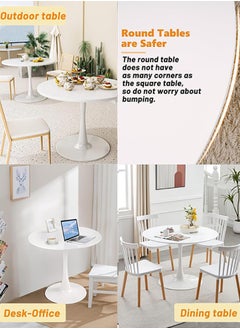 White Round Dining Table, 70CM Modern Tulip Kitchen Table 2.2CM Thickened Tabletop & Sturdy Metal Pedestal, Mid-Century Leisure Table for Dining Room, Living Room, Cafe, Small Places - pzsku/Z4CD6E5E95DC2FBDEE3FAZ/45/_/1735887369/73e6b94e-4d2a-4036-a666-af3bec0c4123