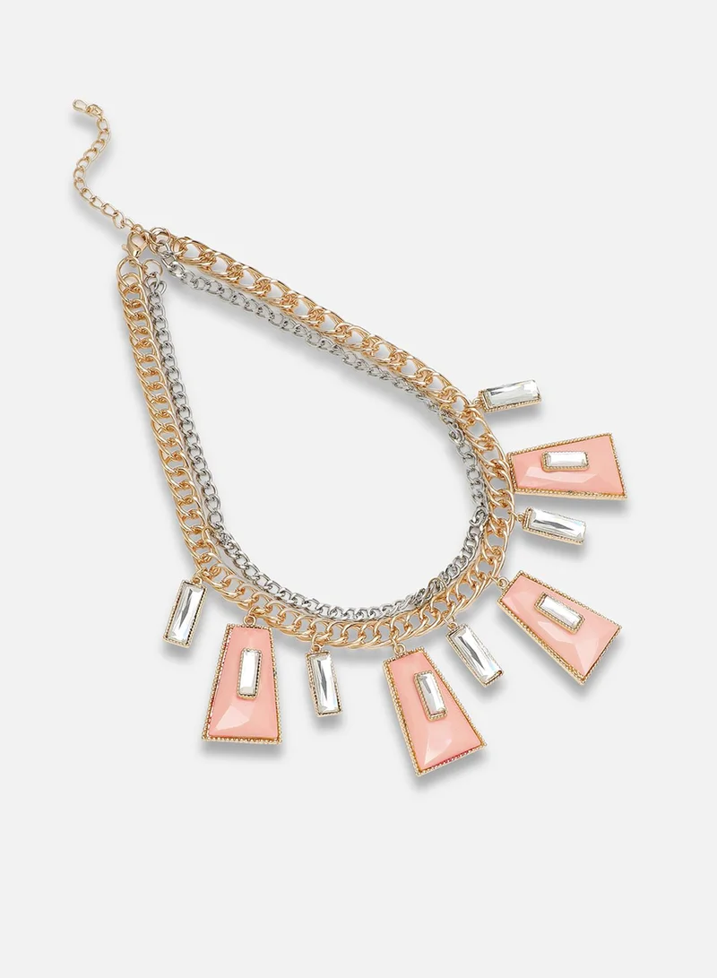 سوهي قلادة حجرية مصممة للحفلات مطلية بالذهب