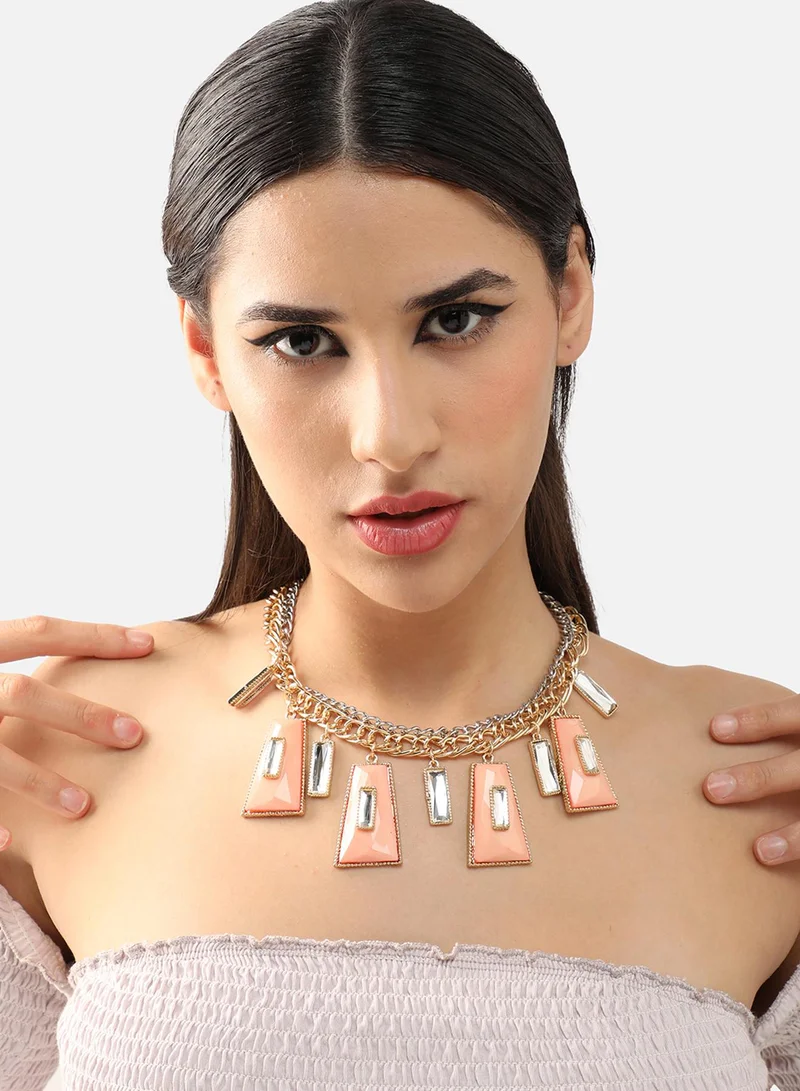 سوهي قلادة حجرية مصممة للحفلات مطلية بالذهب