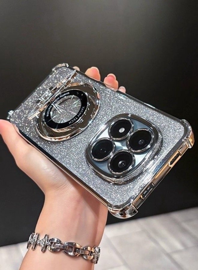 Magnetic Glitter for Xiaomi Redmi Note 15 Case， Camera Lens Protector，Sparkly Stand，Support Wireless Charging， Luxury Gradient Shockproof Xiaomi Redmi Note 15 5G Cover - Image 2