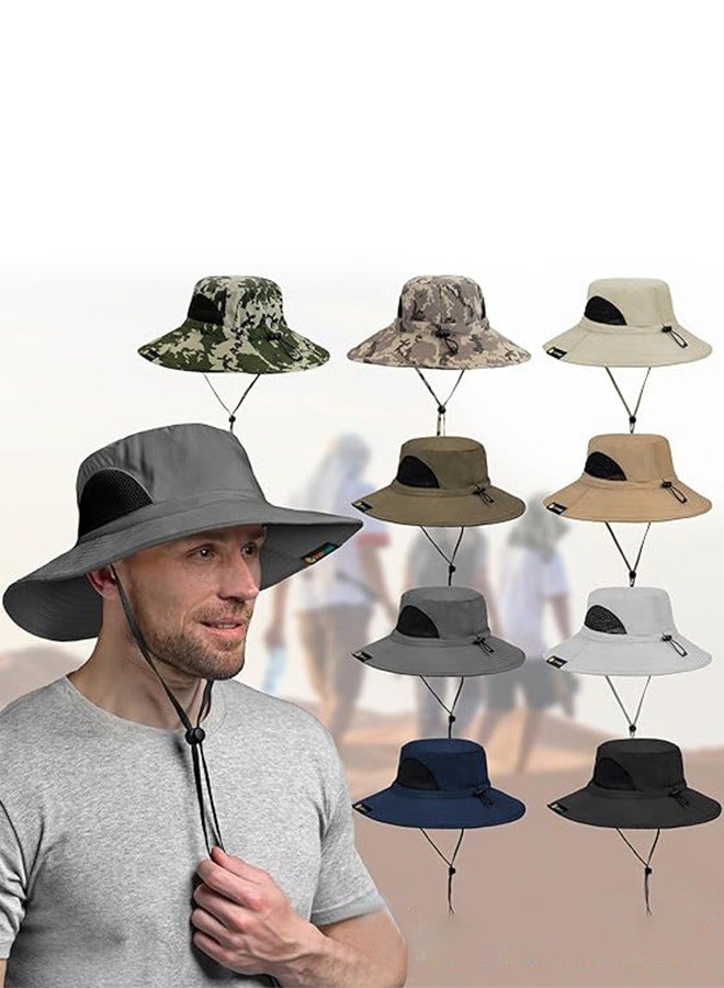 Wide Brim Sun Hat Men Women, Fishing Hats Sun UV Protection UPF 50+,  Bucket Hat,Men's Hiking Bucket Hat  Outdoor Mountaineering Quick Drying Waterproof Sun Hat Black