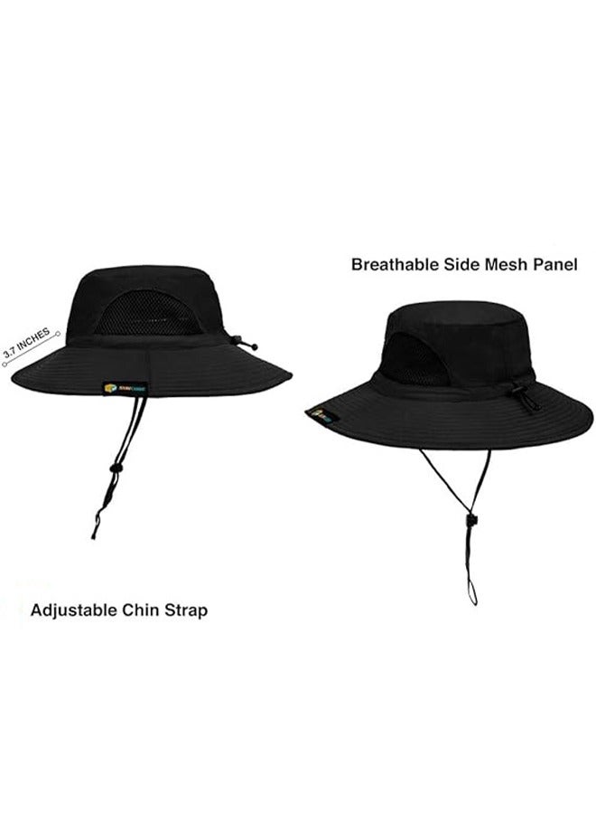 Wide Brim Sun Hat Men Women, Fishing Hats Sun UV Protection UPF 50+,  Bucket Hat,Men's Hiking Bucket Hat  Outdoor Mountaineering Quick Drying Waterproof Sun Hat Black