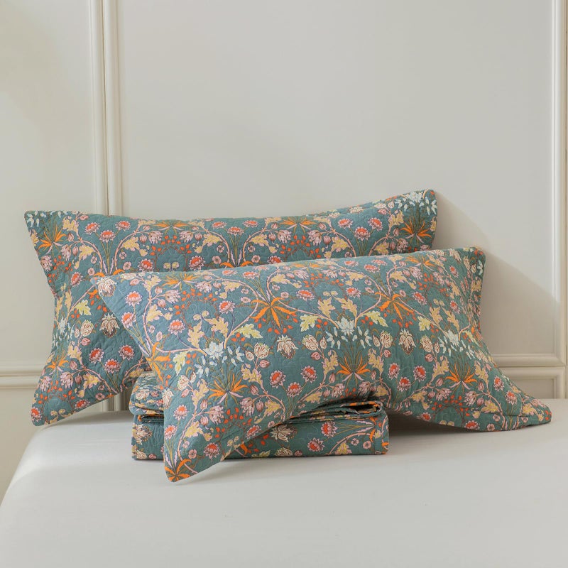 Lady Ann Cotton Quilted King Size Pillow Shams 20x36, Vibrant Paisley Floral Pattern Plant Botanical Printed King Size Pillow Cases Set of 2, Decorative Soft & Cozy Pillow Covers for Bed - Image 3