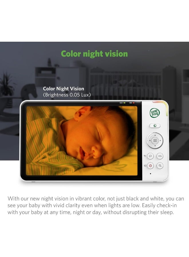 LeapFrog LF930HD Baby Monitor, 7â€ 720p HD Display, Video Baby Monitor with Camera and Audio, 1080p Smart Remote Access, 360Â° Pan & Tilt, Color Night Light & Vision, Two-Way Intercom - Image 3