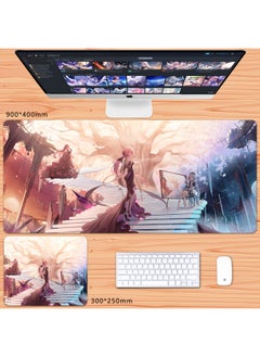 No Overlock Honkai Impact 3 Mouse Pad Extra Large Animation Kiana Dem Lisa Alicia Two-Dimensional Notebook-Color:100x50cm Thickness 3mm-Pattern:Realm Of Memories