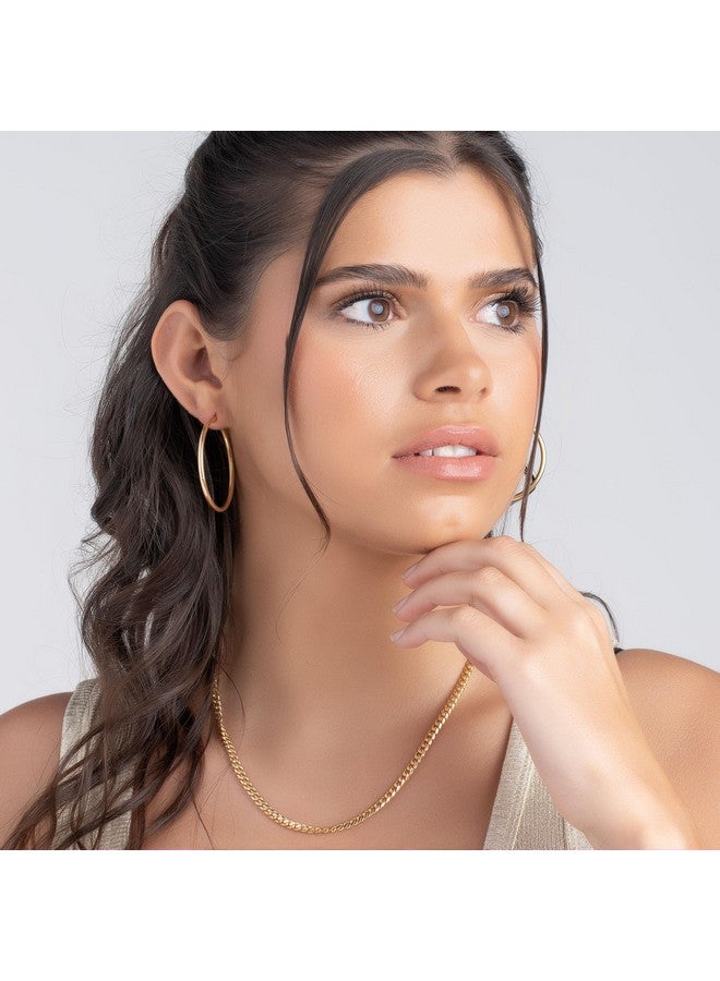 Barzel 18K Gold Plated Endless Hoop Earrings, 3Mm Thick, Varying Sizes 40-70Mm, High Polish Finish, Tarnish Free (40Mm) - Image 3