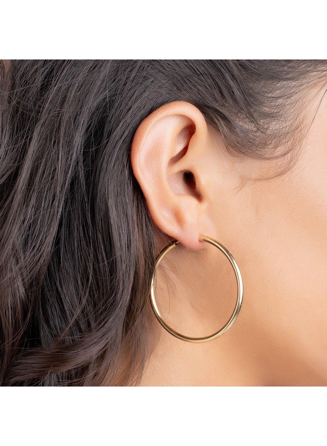 Barzel 18K Gold Plated Endless Hoop Earrings, 3Mm Thick, Varying Sizes 40-70Mm, High Polish Finish, Tarnish Free (40Mm) - Image 2